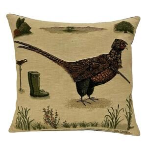 Hines of Oxford Pillow Phillip Pheasant the Gamekeeper Velvet Back Down Insert